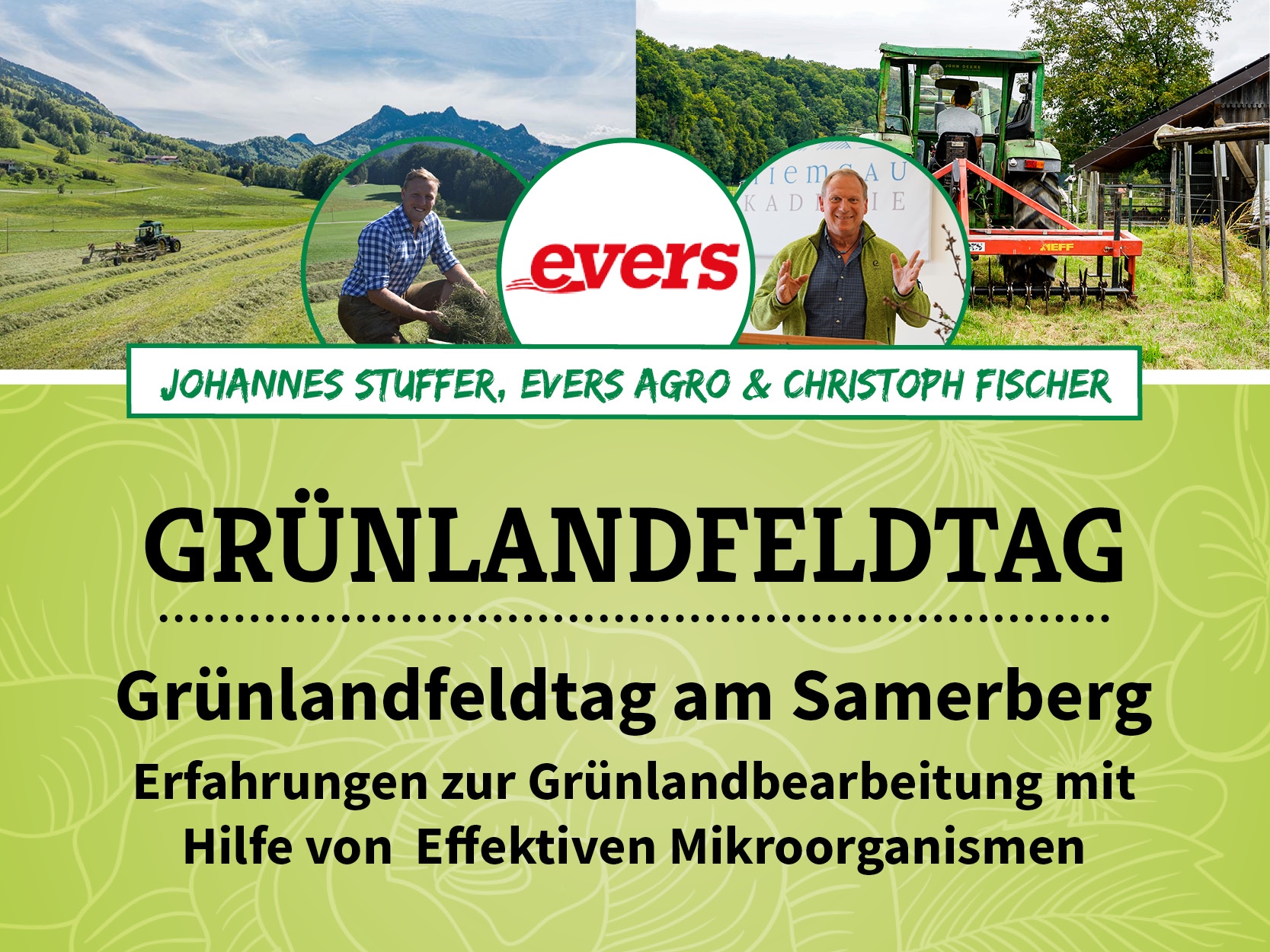 Eventheader für den Grünlandfeldtag am Samerberg bei Stuffer Johannes mit Evers Agro
